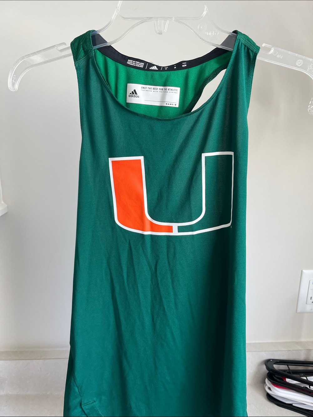 adidas Green Miami Hurricanes Tank with Orange U Emblem